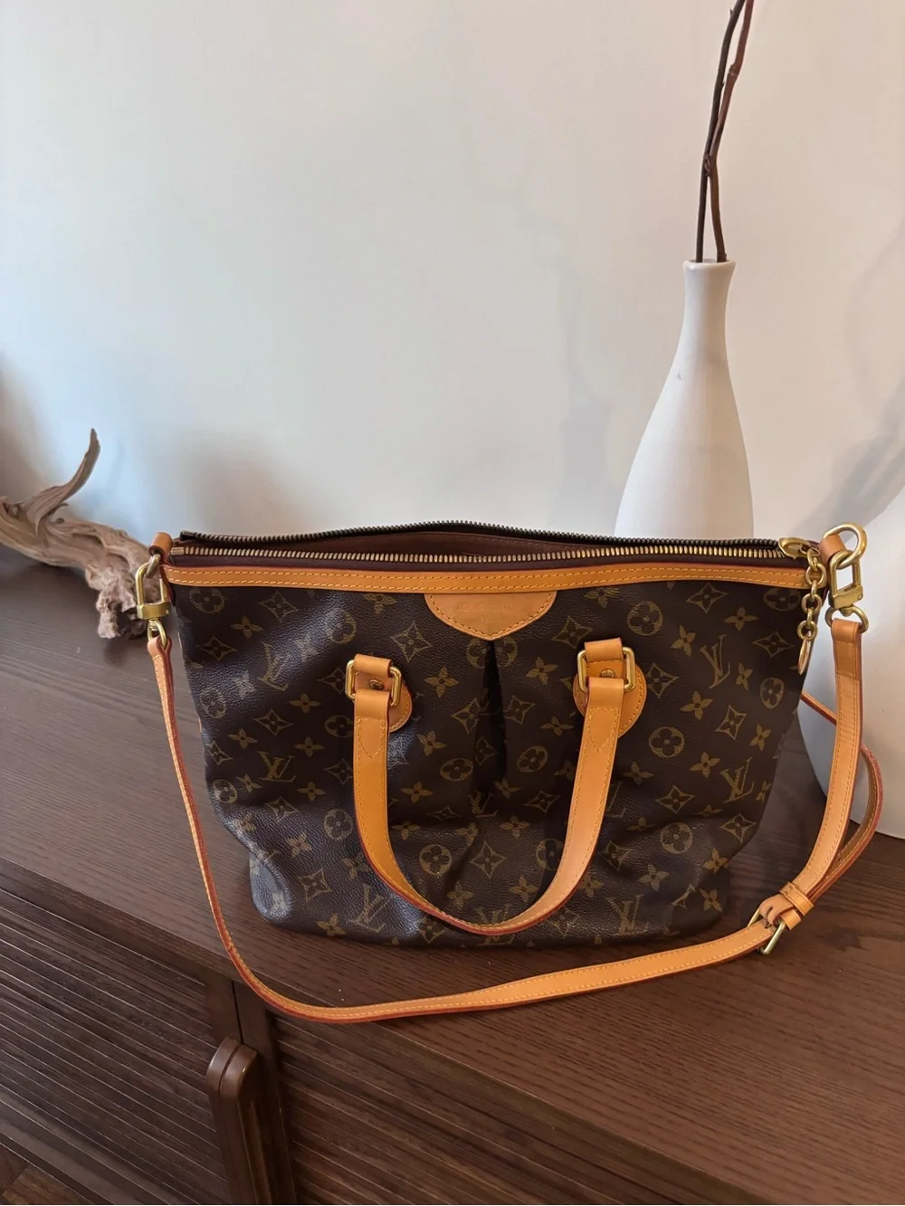 Louis Vuitton Monogram Canvas Hobo Bag with Vachetta Trim